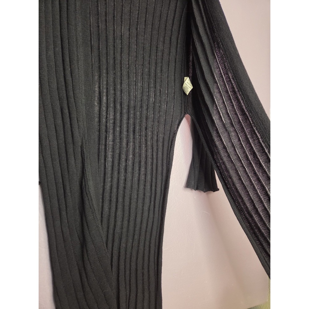 Free People Cardigan Womens XS Black Linen Blend Ribbed Grunge Whimsigoth Witchy - Picture 4 of 10